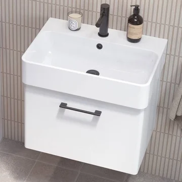 Tavistock Arlo Contemporary Wall Mounted Vanity Unit with Basin and Handle - 1 Drawer - Image