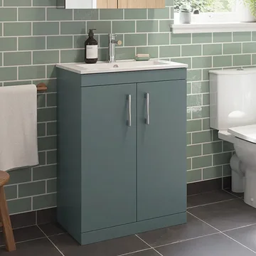 Tavistock Kew Contemporary Floorstanding Vanity Unit with Basin and Handle - 2 Door - Image