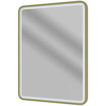 Joseph Miles Alura Rectangular Brushed Brass Frontlit LED Mirror with Demister Pad