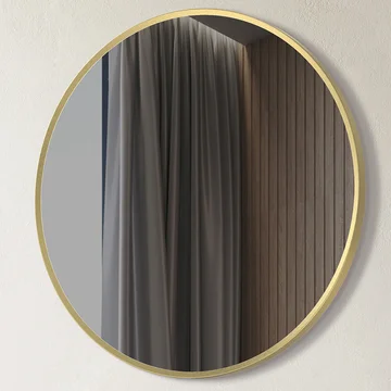 Joseph Miles Alvina Round Brushed Brass Mirror - Aluminium Metal Frame