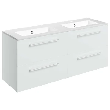 Joseph Miles Alvin Double Wall Hung Vanity Unit with Basin - 1210 x 500mm - 4 Drawers - Image