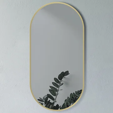 Joseph Miles Alvina Oblong Brushed Brass Mirror - Aluminium Metal Frame - 400 x 800mm