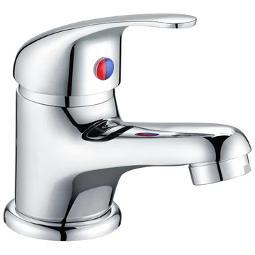 Joseph Miles Evelyn Cloakroom Chrome Basin Mixer Tap with Waste - Curved Handle - Deck Mounted
