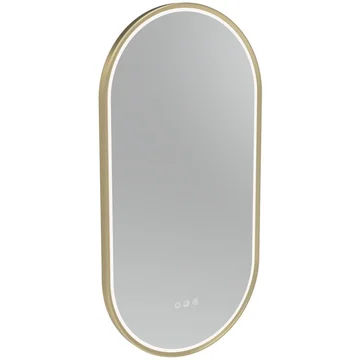 Tavistock Alderbury Pill-Shaped LED Borderlit Mirror with Demister Pad - Brushed Brass Finish