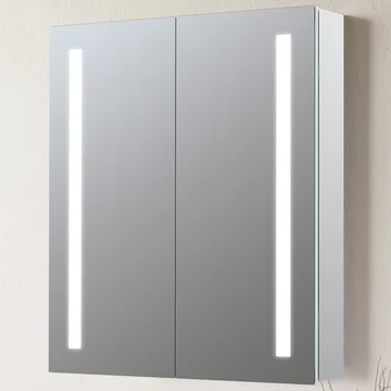 Joseph Miles Crane Aluminium LED Mirror Cabinet with Demister Pad - 2 Door - 600 x 700mm