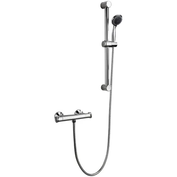 Joseph Miles Fleet Thermostatic Chrome Bar Mixer Shower with Slide Rail Kit