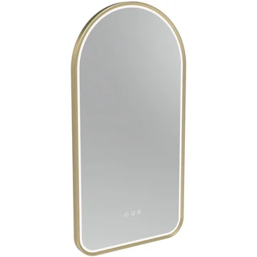 Tavistock Alderbury Arch LED Borderlit Mirror with Demister Pad - 420 x 810mm - Brushed Brass