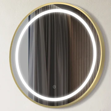 Joseph Miles Hoyt Round Frontlit LED Brushed Brass Mirror with Demister Pad - 600 x 600mm