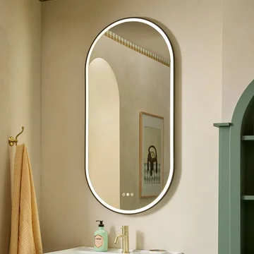 Tavistock Zephyr LED Borderlit Pill-Shaped Matt Black Mirror with Demister - 544 x 1094mm