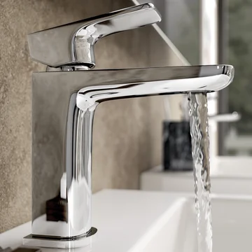 Joseph Miles Kamada Contemporary Basin Mixer Tap with Waste - Flat Handle - Deck Mounted