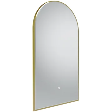 Tavistock Oxygen Contemporary Arch LED Backlit Mirror with Demister Pad - Brushed Brass