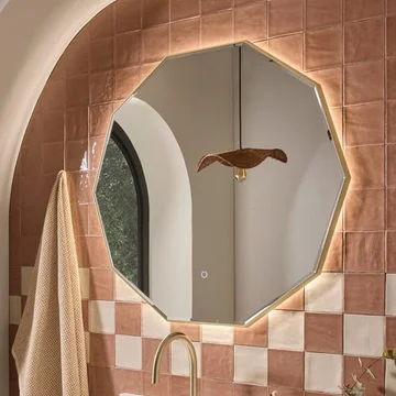 Tavistock Oxygen Contemporary Decagon LED Backlit Mirror with Demister Pad - 800 x 760mm