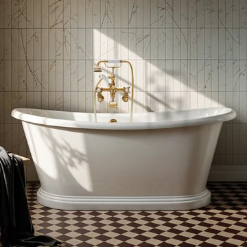 Hudson Reed Old London Freestanding Double Ended Roll Top Boat Bath - Acrylic