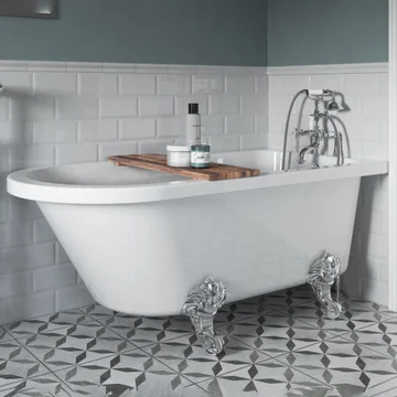 Joseph Miles Locke Traditional White Freestanding Corner Bath with Feet