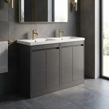 Nuie Havana Floor-Mounted Double Vanity Unit with Twin Basin - 4 Door -