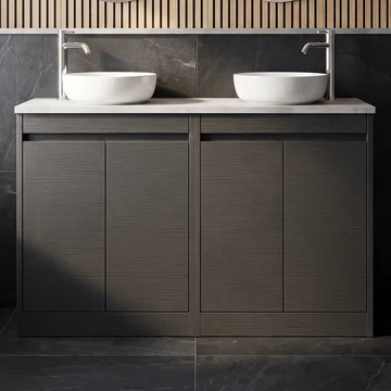 Nuie Havana Floorstanding Double Vanity Unit with Worktop - 4 Door - 1205 x 821mm