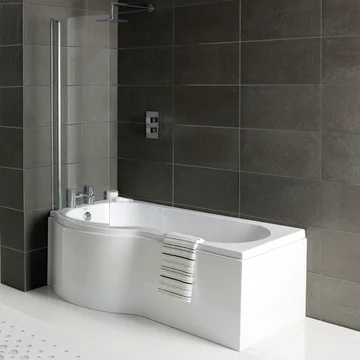 Joseph Miles P-Shaped Shower Bath with Panel and Screen - 1700 x 700mm - Image