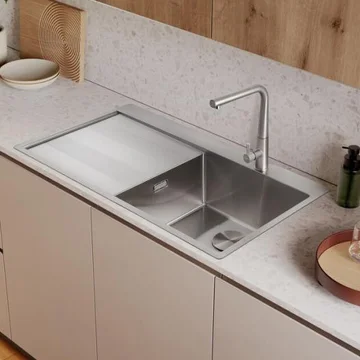 Rangemaster Cosmo Stainless Steel Inset Kitchen Sink with Drainer - 1 Bowl - 960 x 500mm