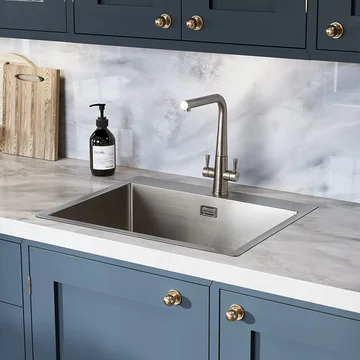 Rangemaster Cosmo Stainless Steel Inset Kitchen Sink with Waste kit - 1 Bowl - 600 x 515mm