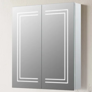 Joseph Miles Zula Aluminium Double-Sided LED Mirror Cabinet with Socket - 2 Door - 600 x 700mm