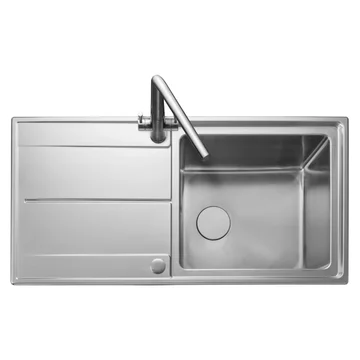 Rangemaster Arlington Inset Stainless Steel Single Bowl Kitchen Sink with Drainer - 1000 x 500mm