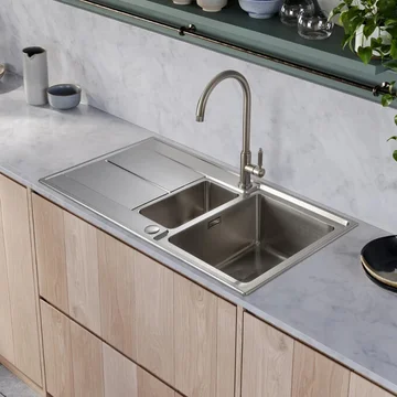Rangemaster Arlington Stainless Steel Inset Sink with Drainer - 1.5 Bowl - 1000 x 500mm