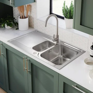 Rangemaster Iconica Stainless Steel Inset 1.5 Bowl Kitchen Sink with Drainer - 950 x 508mm