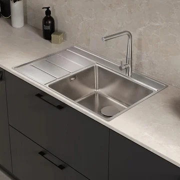 Rangemaster Boston Stainless Steel Inset Kitchen Sink with Drainer - 1 Bowl - 860 x 520mm