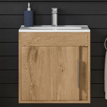 Joseph Miles Quilla Wall Hung Vanity Unit Ceramic with Basin - 1 Door - 510 x 518mm