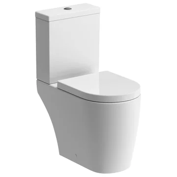 Joseph Miles Luke Rimless Swirlux Close Coupled Short Projection WC Pan with Cistern and Seat - 350 x 610mm - Image