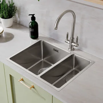 Rangemaster Cubix Stainless Steel Kitchen Sink with Waste 560 x 440mm - 1.5 Bowl - Image