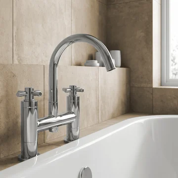 Hudson Reed Tec Bridge Bath Mixer Tap - Swivel Spout - Deck Mounted
