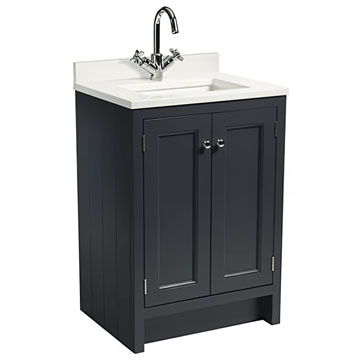 Roper Rhodes Hampton Underslung Slate Grey Vanity Unit 600 x 835mm - 2 Door - Ex-Display