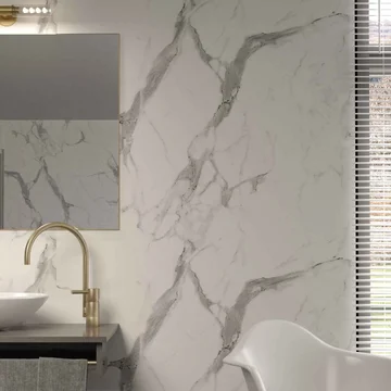Nuance Glaze Laminate Tongue and Groove Shower Panel - Calacatta Statuario - 1200 x 2420mm