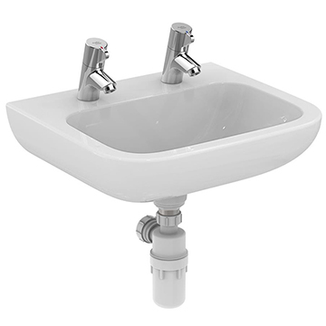 Armitage Shanks Portman-21 Contemporary Wall-Hung Basin - 2 Tapholes - White - 500 x 420mm