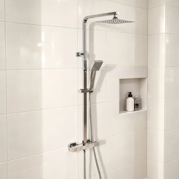 Joseph Miles Kova Square Thermostatic Bar Shower Mixer Valve With Riser Rail Kit