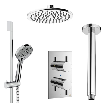 Crosswater MPRO Concealed Thermostatic Valve with Wall Mounted Shower Head and Slide Rail Kit