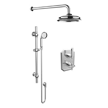 Saneux Cromwell 2-Way Concealed Thermostatic Valve Kit with Slider Rail and Shower Head