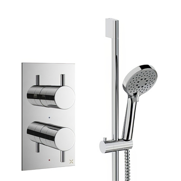 Crosswater MPRO Concealed 1-Outlet Thermostatic Valve and Slide Rail Kit with 3-Function Handset