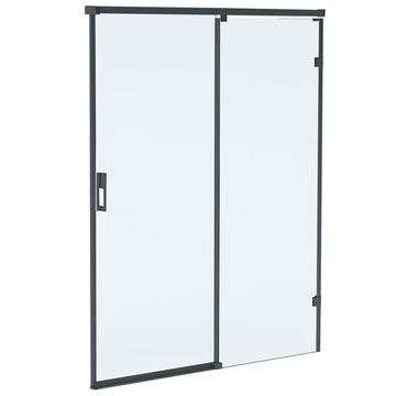 Roman Liberty-8 Matt Black Framed Sliding Door for Alcove Fitting - 8mm Clear Glass