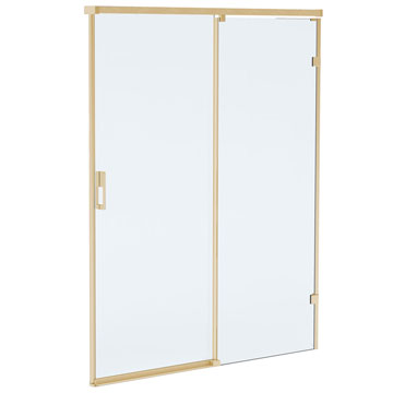 Roman Liberty-8 Brushed Brass Framed Sliding Door for Alcove Fitting - 8mm Clear Glass