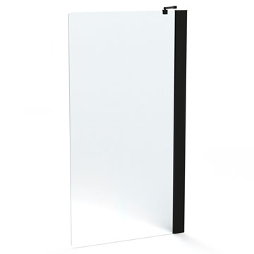 Roman Haven6 Matt Black Power Shower Fixed Bath Screen - Single Panel - 800 x 1467mm