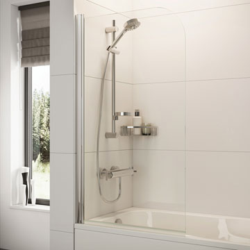 Roman Haven-6 Curved Pivot Bath Screen - Polished Chrome - 820 x 1362mm