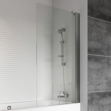 Roman Haven-8 Chrome Fixed Straight Bath Screen with Brace Bar - 800 x 1467mm