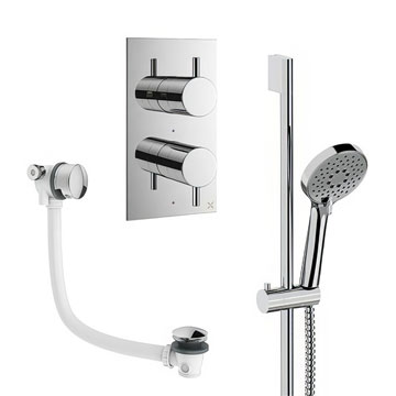 Crosswater MPRO Concealed Thermostatic Valve and Slide Rail Kit and Bath Filler - 1 Outlet