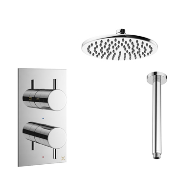 Crosswater MPRO Concealed Thermostatic Mixer Valve with Showerhead and Ceiling Mounted Arm