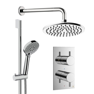 Crosswater MPRO Concealed Thermostatic Valve with Wall Mounted Shower Head and Slide Rail Kit