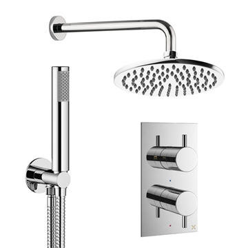 Crosswater MPRO Concealed Thermostatic Valve with Wall Mounted Shower Head and Handset