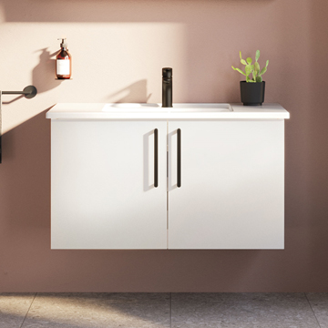 VitrA Root Flat Wall Mounted Vanity Unit and Handle - Double Door - 550mm Height