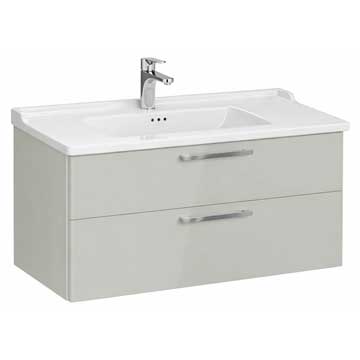 VitrA Root Flat Wall Mounted Vanity Unit with Handle - Double Drawer - 1000 x 650mm - Image